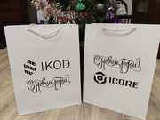 Новогодние пакеты с лого для корпоративных клиентов.